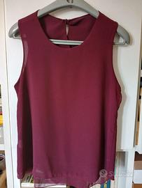 Blusa senza maniche bordeaux chiffon