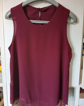 Blusa senza maniche bordeaux chiffon