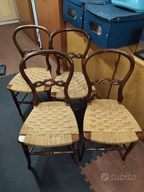 Set 4 Sedie Vintage in Legno Curvato - Schienale a