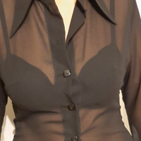 Camicetta lunga nera trasparente M