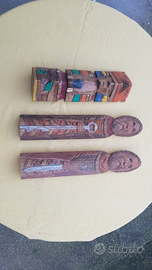 Statue etniche in legno cavalieri templari e maya