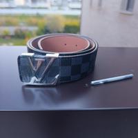 Cintura LV Louis Vuitton a scacchi neri e grigi