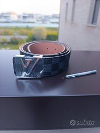 Cintura LV Louis Vuitton a scacchi neri e grigi