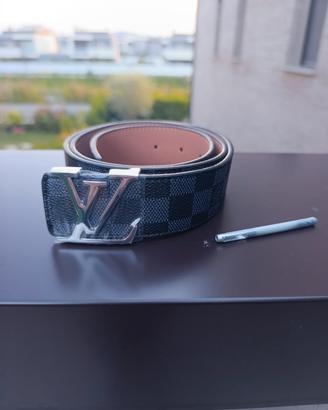 Cintura LV Louis Vuitton a scacchi neri e grigi