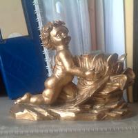 Angelo putto dorato bugia portacandele vintage
