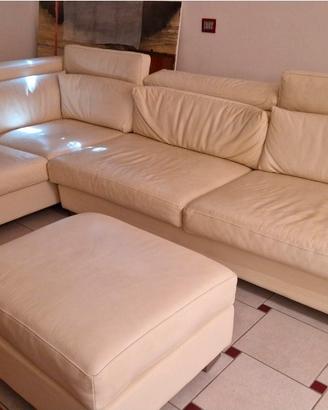 Divano doppio in vera pelle beige 