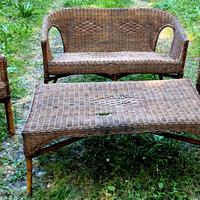 salotto vintage da giardino in rattan