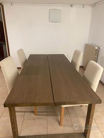 Tavola da pranzo lunga in legno + 6 sedie