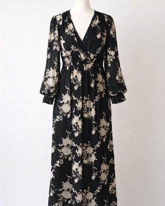 Abito lungo da sera nero e bianco L