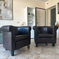 Set di 2 poltrone in ecopelle marrone scuro