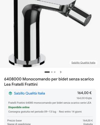 Monocomando per bidet senza scarico 2 nuovi 