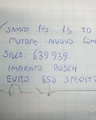 Motore nuovo completo smart 1^s 1.5 td