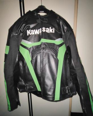 Kawasaki giubbotto moto in pelle 