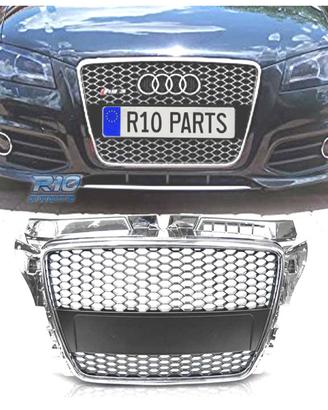 GRIGLIA AUDI A3 8P 08-12 LOOK RS CROMATO NERO