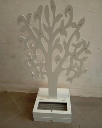 Portagioie in legno bianco a forma di Albero