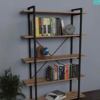 Libreria 5 Ripiani Stile Industrial 120x34x180