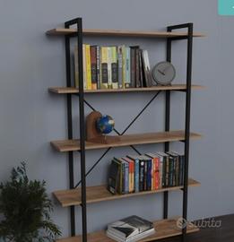 Libreria 5 Ripiani Stile Industrial 120x34x180