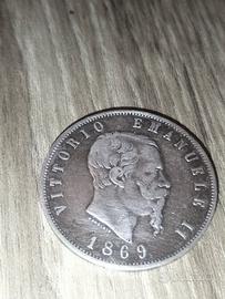 5L Vittorio Emanuele II 1869 particolare 