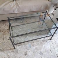 Tavolino in cristallo e acciaio