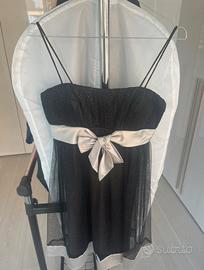 Abito da gala bianco e nero con brillantini