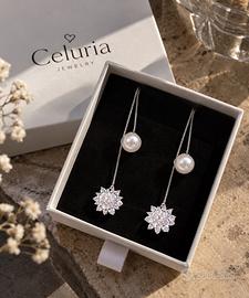 Orecchini pendenti in argento 925 con perle