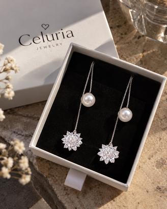 Orecchini pendenti in argento 925 con perle