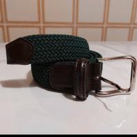 Cintura uomo intrecciata verde scuro/marrone