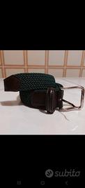 Cintura uomo intrecciata verde scuro/marrone