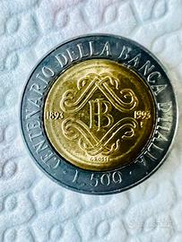 Moneta 500 Lire Centenario Banca d'Italia