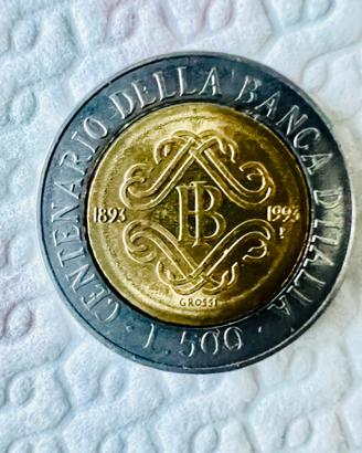 Moneta 500 Lire Centenario Banca d'Italia