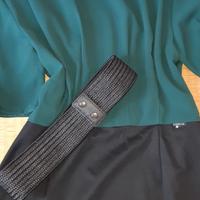 Abito Koralline verde nero corto elegante cintura