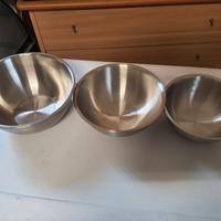 3 ciotole in acciaio