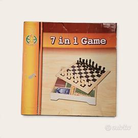 Set giochi in legno 7 in 1 – scacchi, dama, carte