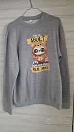 Felpa grigia Pampling "Not a real adult" geek nerd