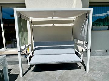 Dondolo/lettino da giardino 3 posti moderno bianco