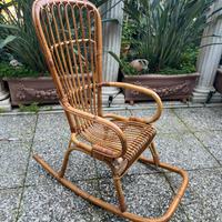 Sedia a dondolo Vintage in vimini