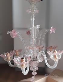 lampadario di vetro e applique 