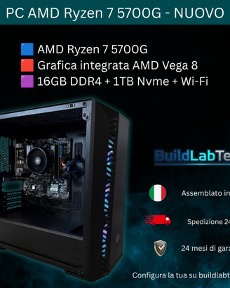 PC NUOVO Ryzen 7 5700G 16GB 1TB Case RGB Win 11