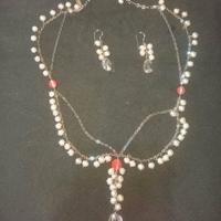 parure arg.925 perle vere è quarzo cherry 