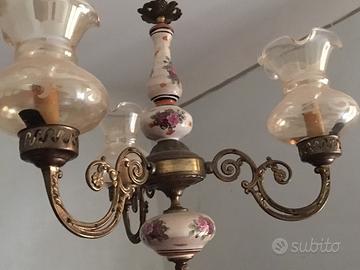 Lampadario ceramica e vetro