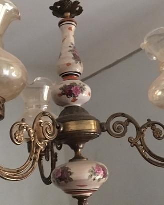 Lampadario ceramica e vetro