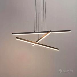 lampadario moderno nero con barre luminose