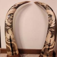 Corno bufalo asiatico intagliato a mano