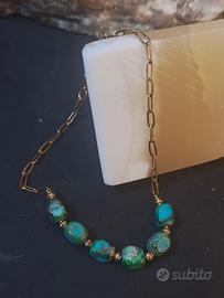 bracciale catenella con pietre cubiche verdi