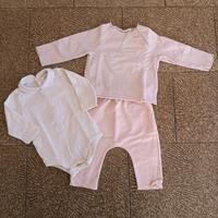 Teddy e Minou Il Gufo Set neonata rosa maglia 3/6m