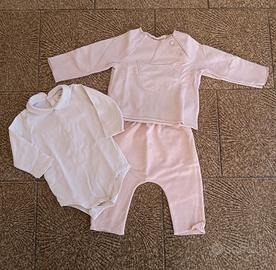 Teddy e Minou Il Gufo Set neonata rosa maglia 3/6m