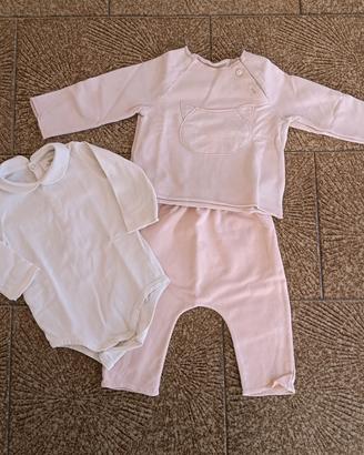Teddy e Minou Il Gufo Set neonata rosa maglia 3/6m