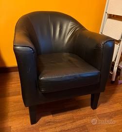 Poltrona sdraio divano pelle nera