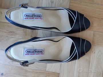 Decollete estive eleganti pelle nera Valleverde 