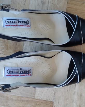Decollete estive eleganti pelle nera Valleverde 